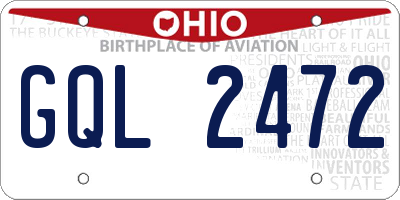 OH license plate GQL2472