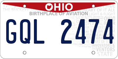 OH license plate GQL2474