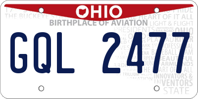 OH license plate GQL2477