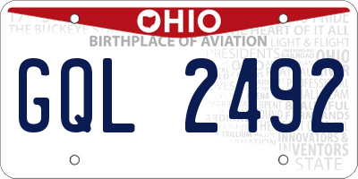 OH license plate GQL2492