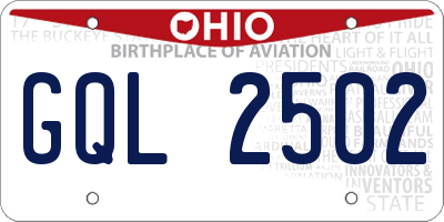 OH license plate GQL2502