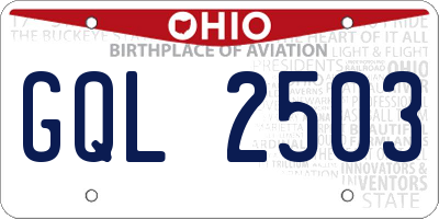 OH license plate GQL2503