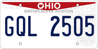 OH license plate GQL2505