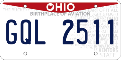 OH license plate GQL2511