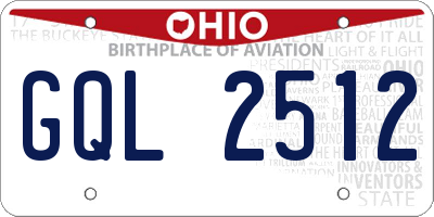 OH license plate GQL2512