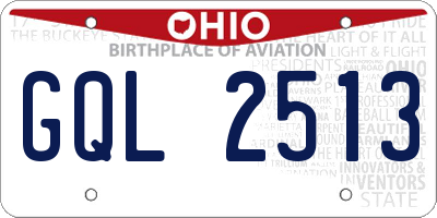 OH license plate GQL2513