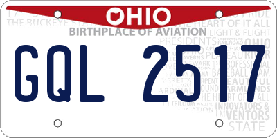 OH license plate GQL2517