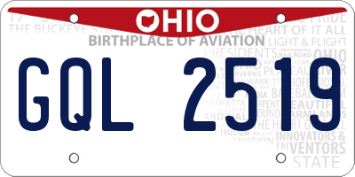 OH license plate GQL2519