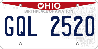 OH license plate GQL2520