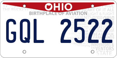 OH license plate GQL2522