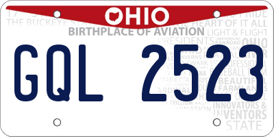 OH license plate GQL2523