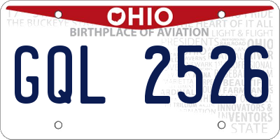 OH license plate GQL2526