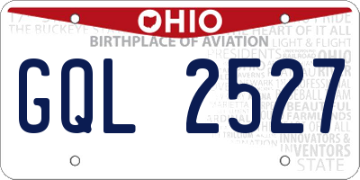 OH license plate GQL2527