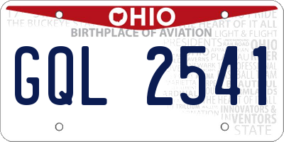 OH license plate GQL2541