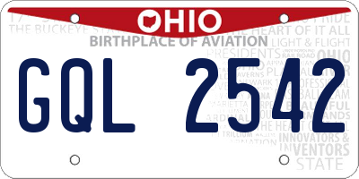 OH license plate GQL2542
