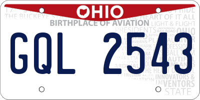 OH license plate GQL2543