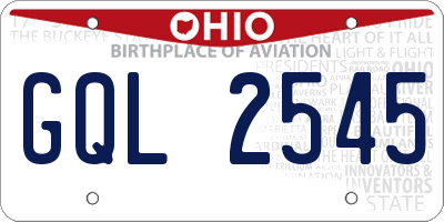 OH license plate GQL2545
