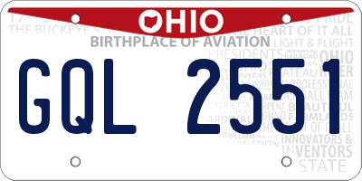 OH license plate GQL2551