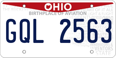 OH license plate GQL2563