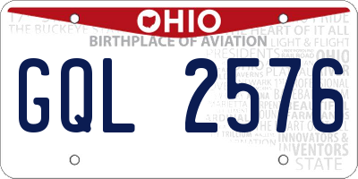 OH license plate GQL2576
