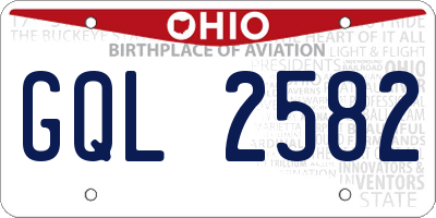 OH license plate GQL2582