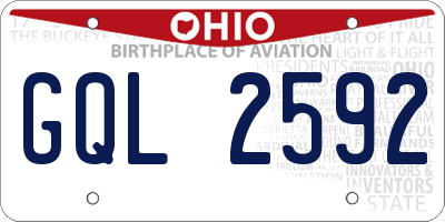 OH license plate GQL2592