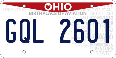 OH license plate GQL2601