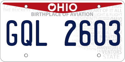 OH license plate GQL2603