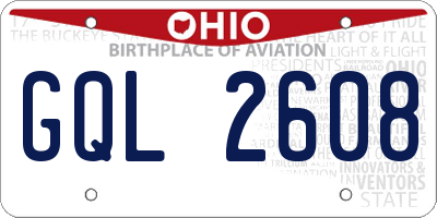 OH license plate GQL2608