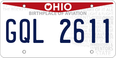 OH license plate GQL2611