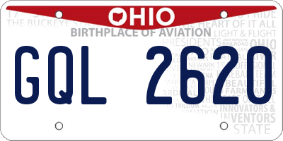OH license plate GQL2620
