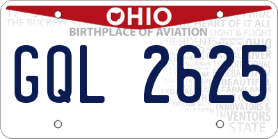 OH license plate GQL2625