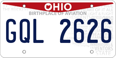 OH license plate GQL2626