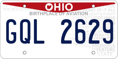 OH license plate GQL2629