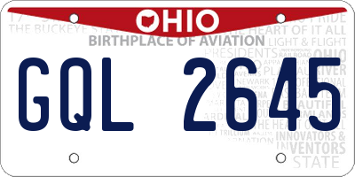 OH license plate GQL2645