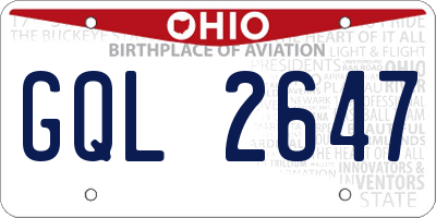 OH license plate GQL2647