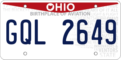 OH license plate GQL2649