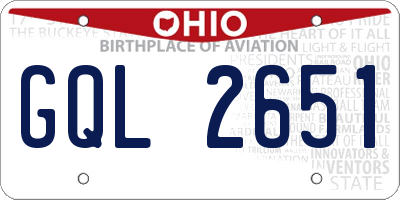 OH license plate GQL2651