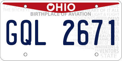 OH license plate GQL2671