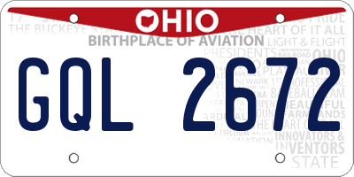 OH license plate GQL2672