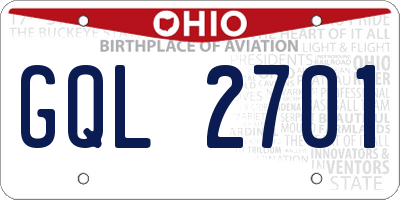 OH license plate GQL2701