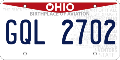 OH license plate GQL2702