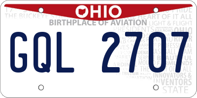 OH license plate GQL2707