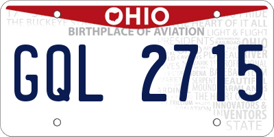 OH license plate GQL2715