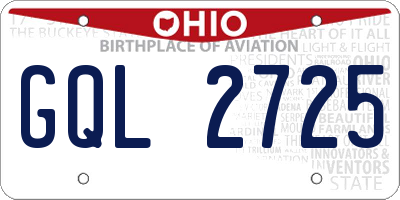 OH license plate GQL2725