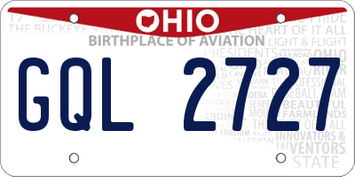 OH license plate GQL2727