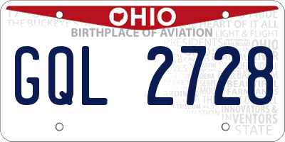 OH license plate GQL2728