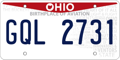OH license plate GQL2731