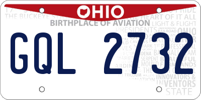 OH license plate GQL2732