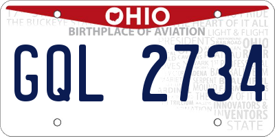 OH license plate GQL2734